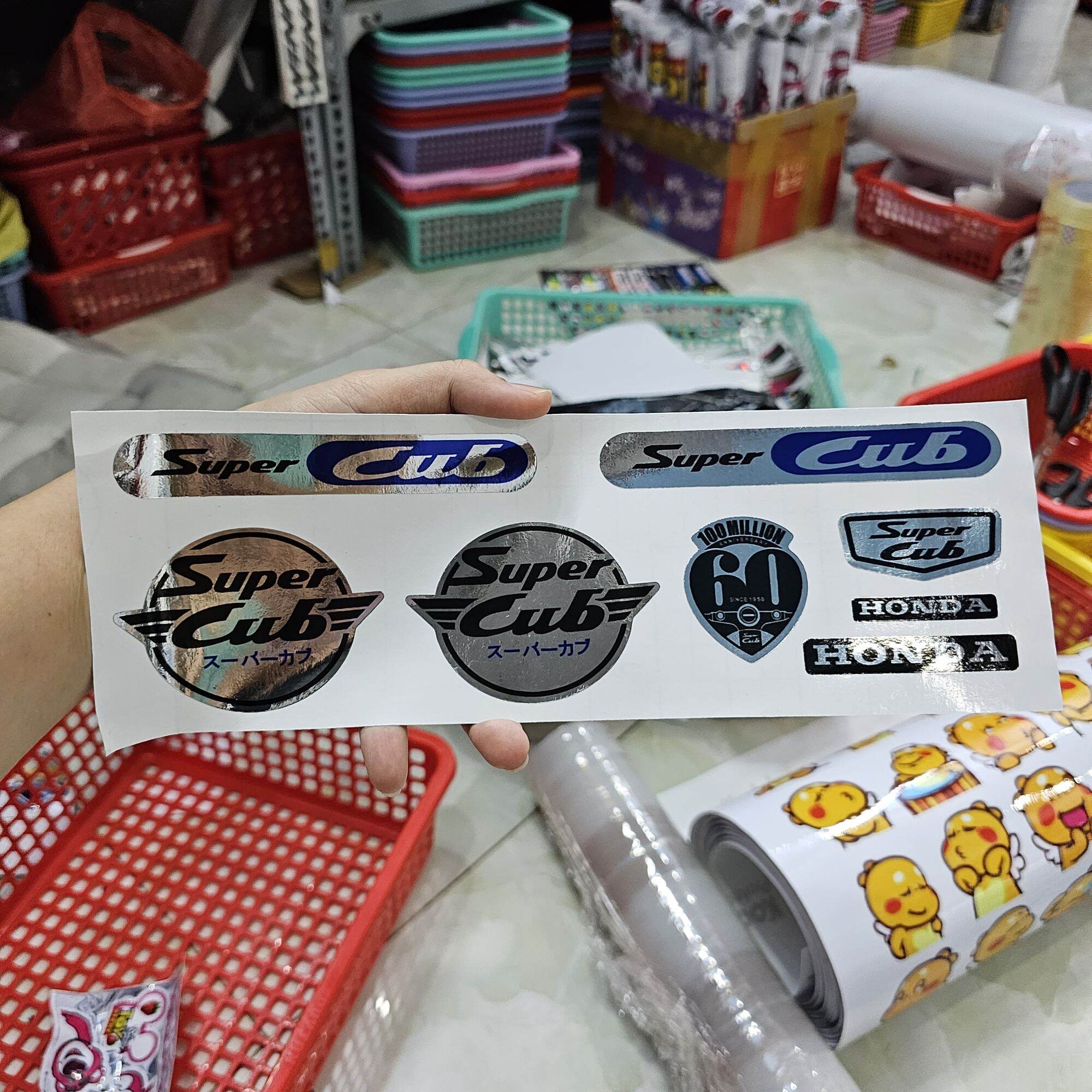 Tem logo xe super Cub honda 100 million 7 màu