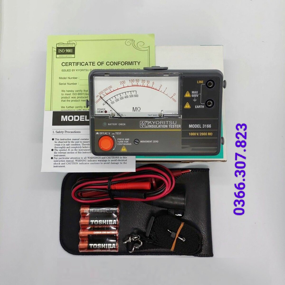 ĐỒNG HỒ ĐO ĐIỆN TRỞ CÁCH ĐIỆN KYORITSU 3166 (1000V/2000MΩ)