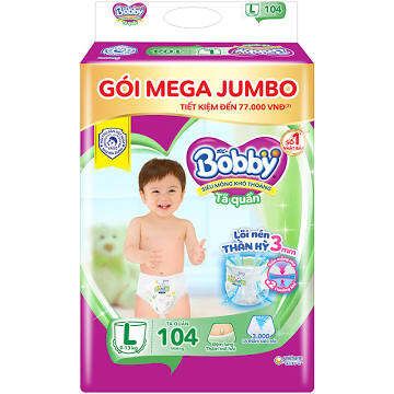 Tã Quần Bobby Megga Jumbo M120/L104,XL92,XXL84