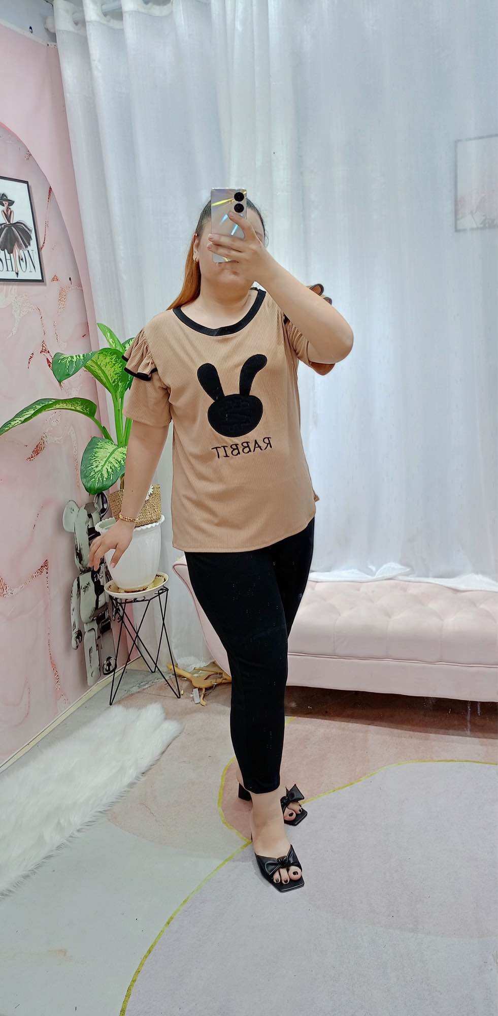 BỘ THUN GÂN THÊU BÉ THỎ DỄ THƯƠNG (bigsize 68-95kg)