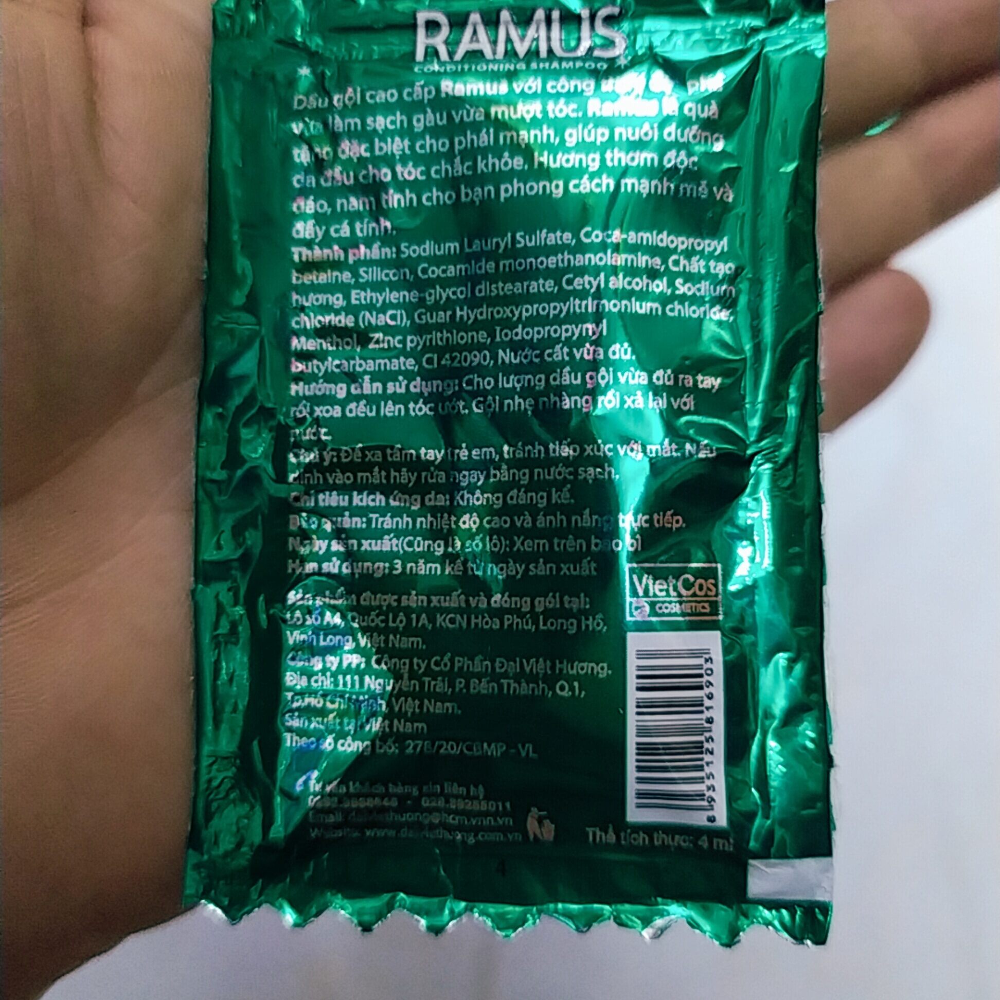 COMBO 3 DÂY DẦU GỘI RAMUS (DÂY 12 GÓI 4ML)