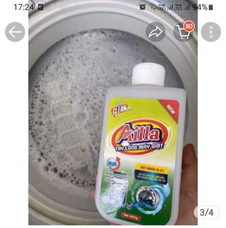 Tẩy lồng máy giặt cao cấp -  bột vệ sinh máy giặt Aila 300gram