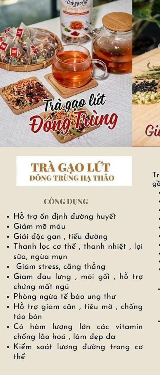 Trà gạo lứt đông trùng hạ thảo 500G