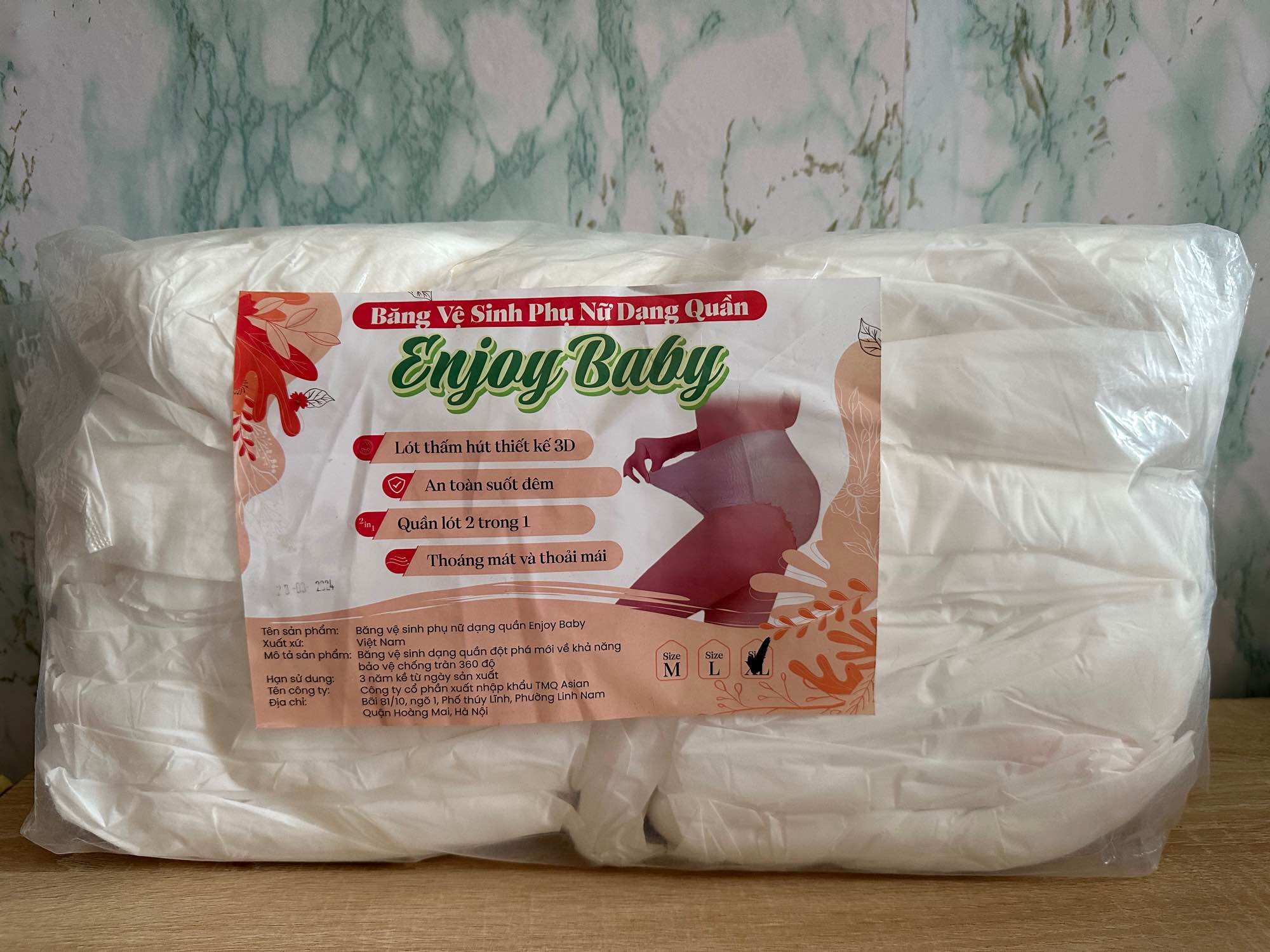 50 miếng băng vệ sinh quần enjoy baby size 35kg-90kg