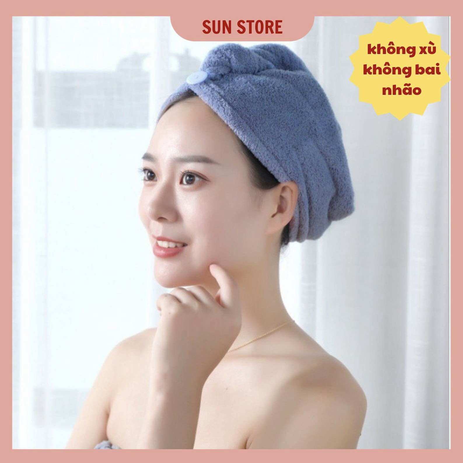 Khăn trùm tóc mau khô sau khi tắm siêu thấm