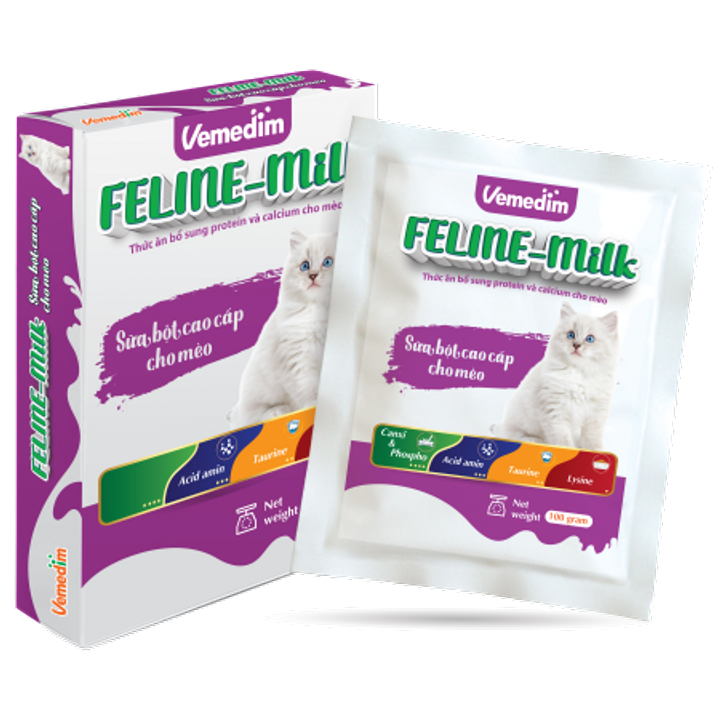 Feline Milk ( 100g) Combo 3 gói, giá 126,000 đ. Sữa bột cao cấp dành cho mèo