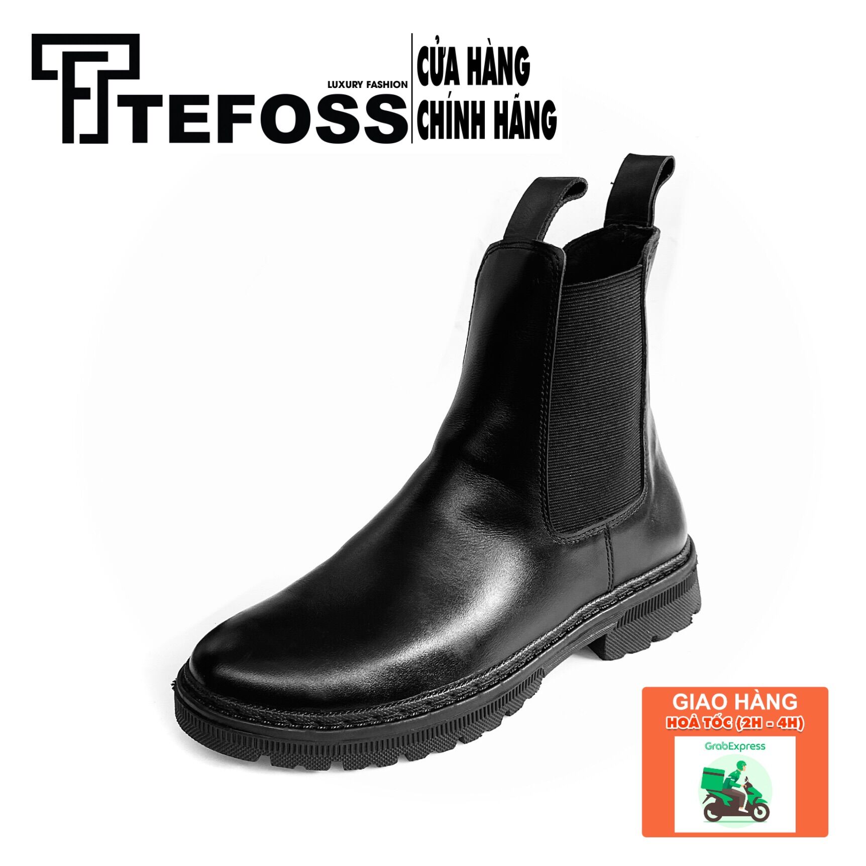 Giày nam chunky chelsea boot TEFOSS HT600 da bò thật đế cao 5cm êm ái,phong cách, thời trang size 38-45