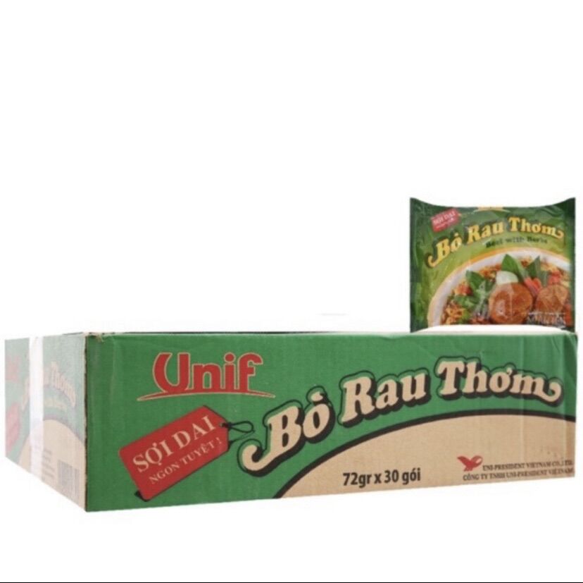 Mì Bò Rau Thơm Unif 72g 1 thùng 30 gói (Date luôn mới)
