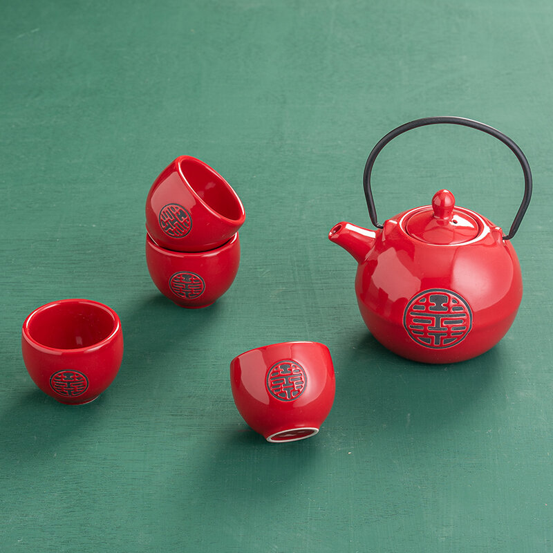 Bộ Dụng Cụ Pha Trà Kết Hôn Bằng Gốm Kiểu Trung Quốc, Đồ Dùng Lễ Cưới, Quà Tặng, Quà Tặng, Ấm, Ấm, Ấm, Ấm, Ấm, Ấm, Ấm, Trà, Chống Bỏng.