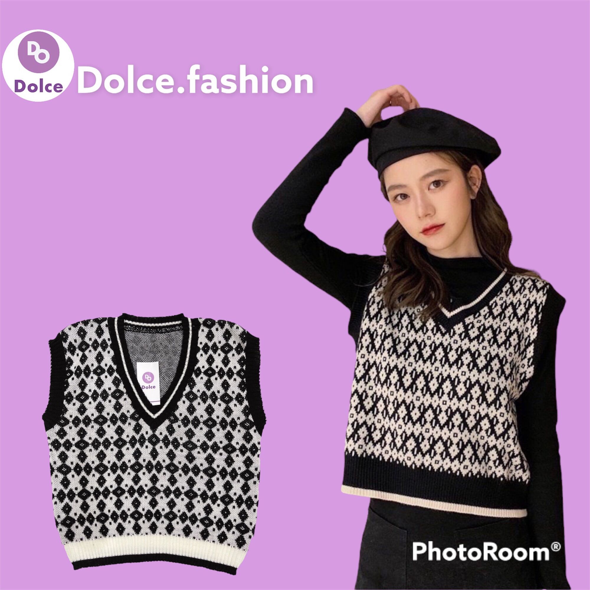 Áo len gile nữ thổ cẩm ngắn - Dolce