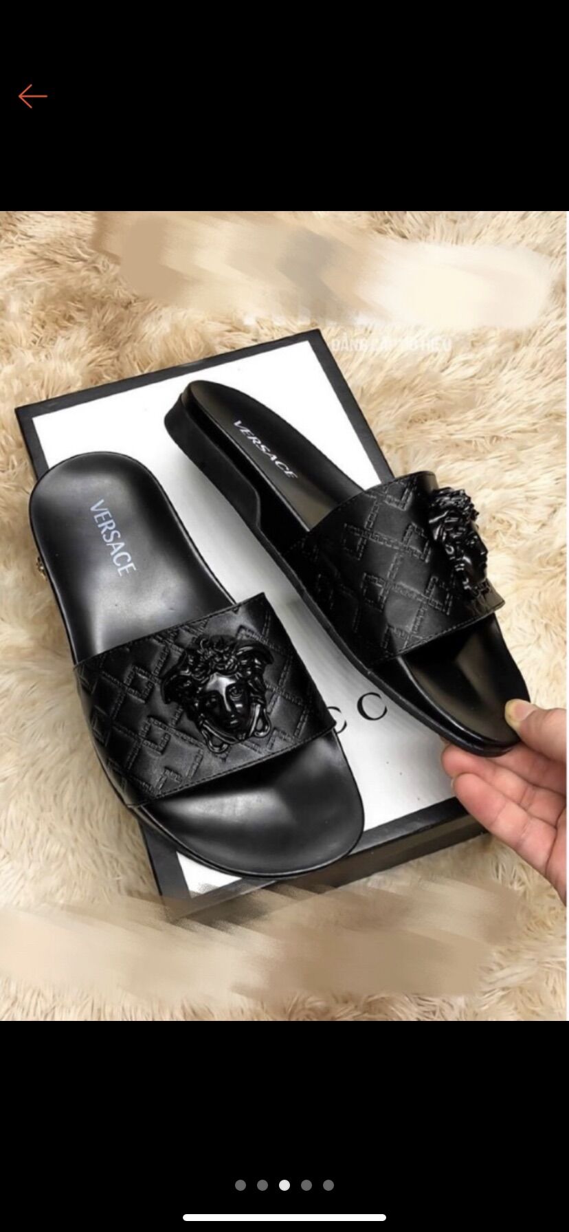 Dép lê nam versace chuẩn da thật in dập nổi