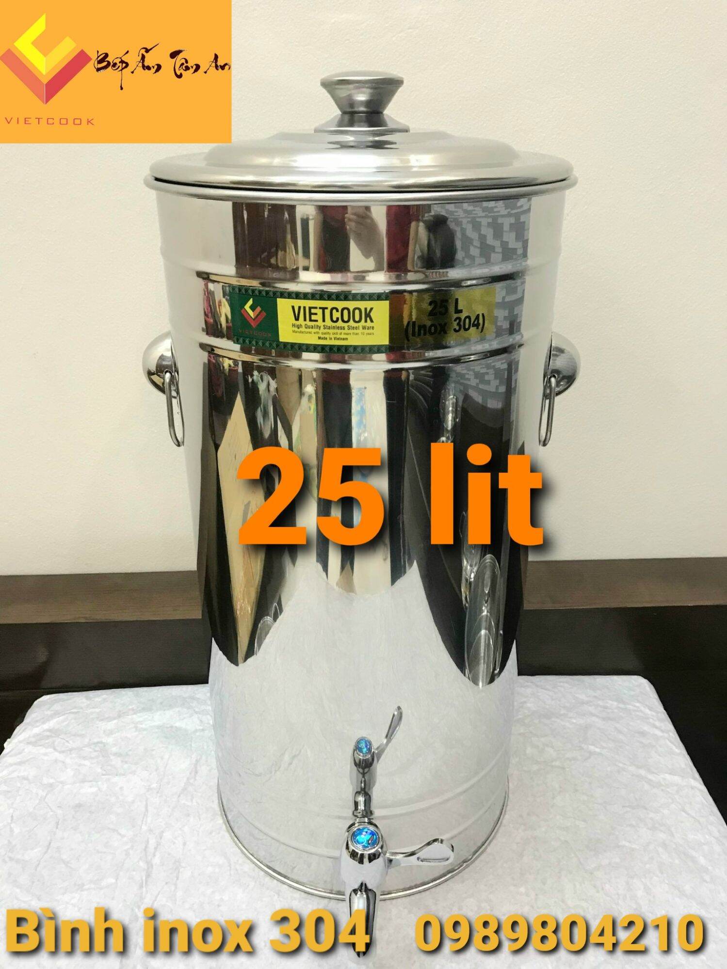 Bình đựng nước inox cao cấp sus 304 size 25 lit (có vòi inox