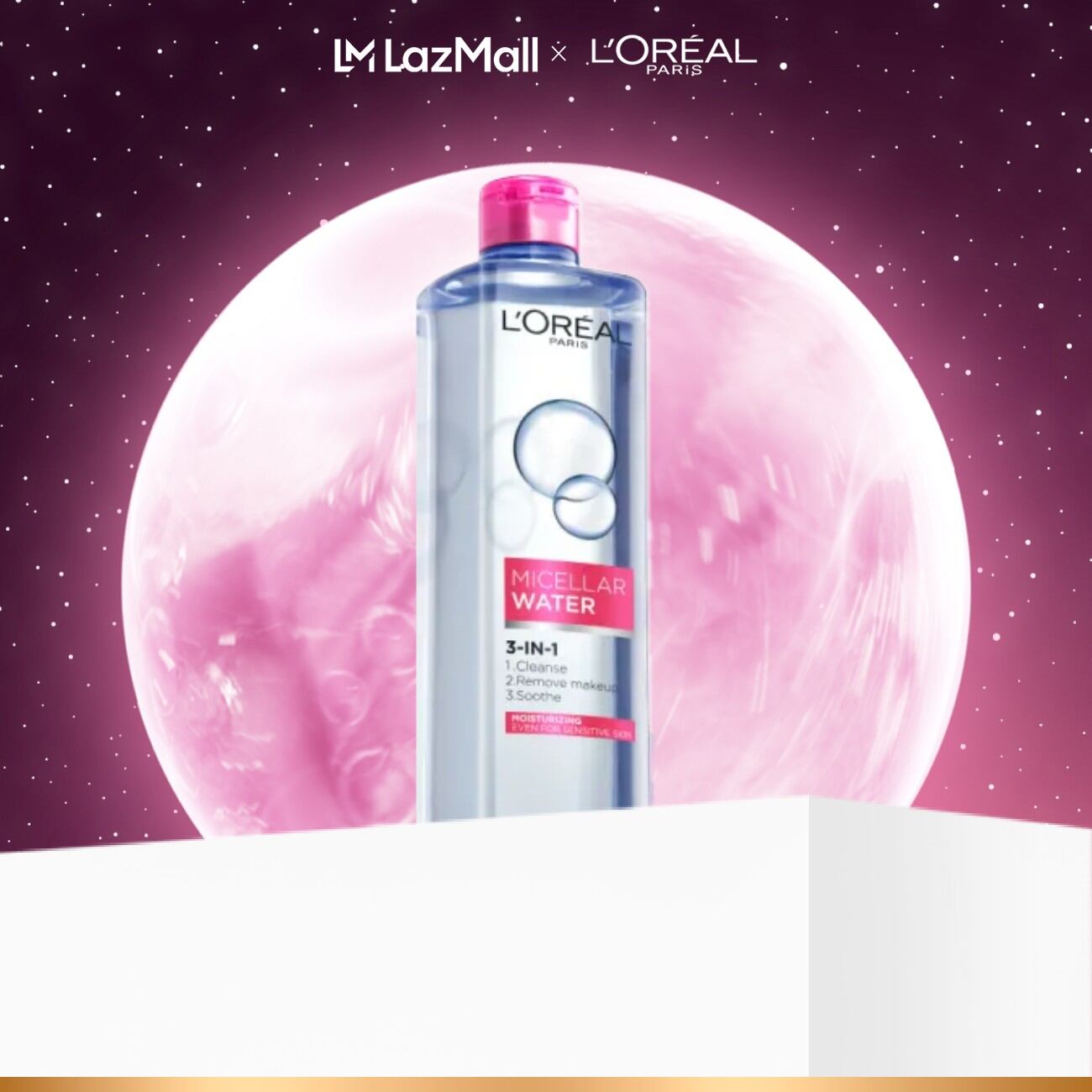 Nước tẩy trang dưỡng ẩm L'Oreal Paris Micellar Water 400ml (màu hồng)