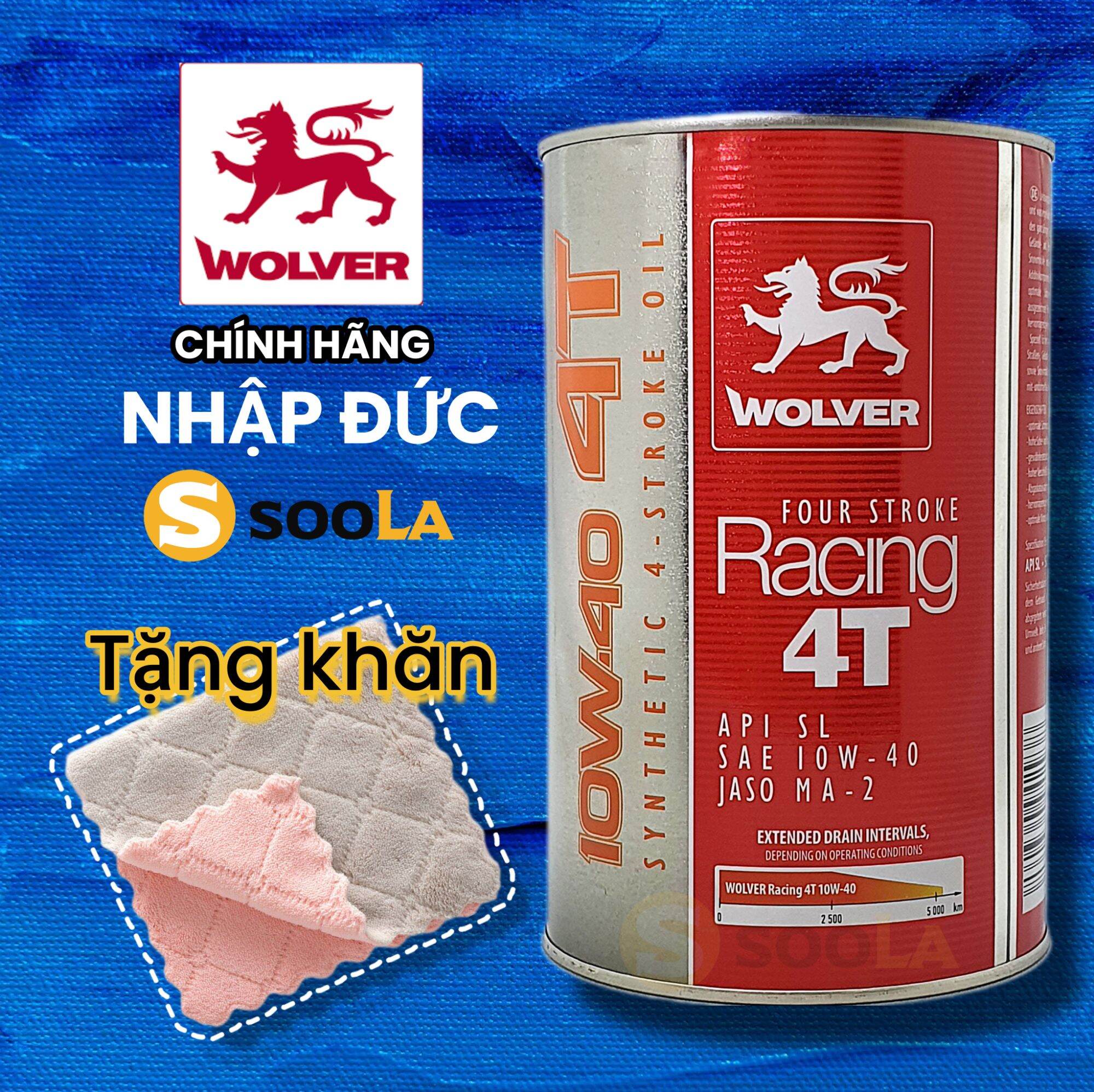 Nhớt đức xe máy wolver racing 4t 10w40 1 lít chính hãng