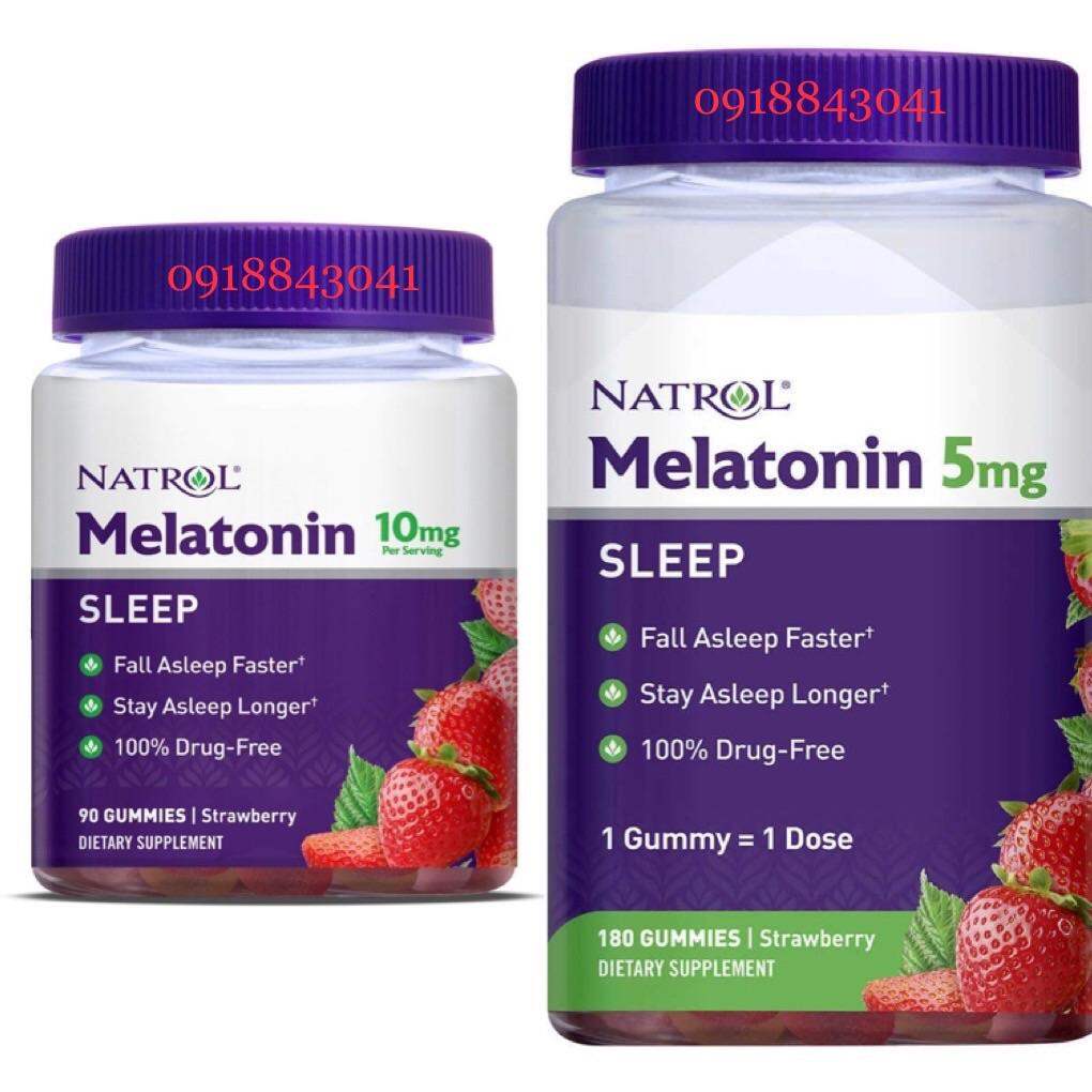 Kẹo dẻo giúp ngủ ngon 180 viên 5mg | 90 viên 5mg Natrol Gummies Melatonin vị dâu [Mỹ]