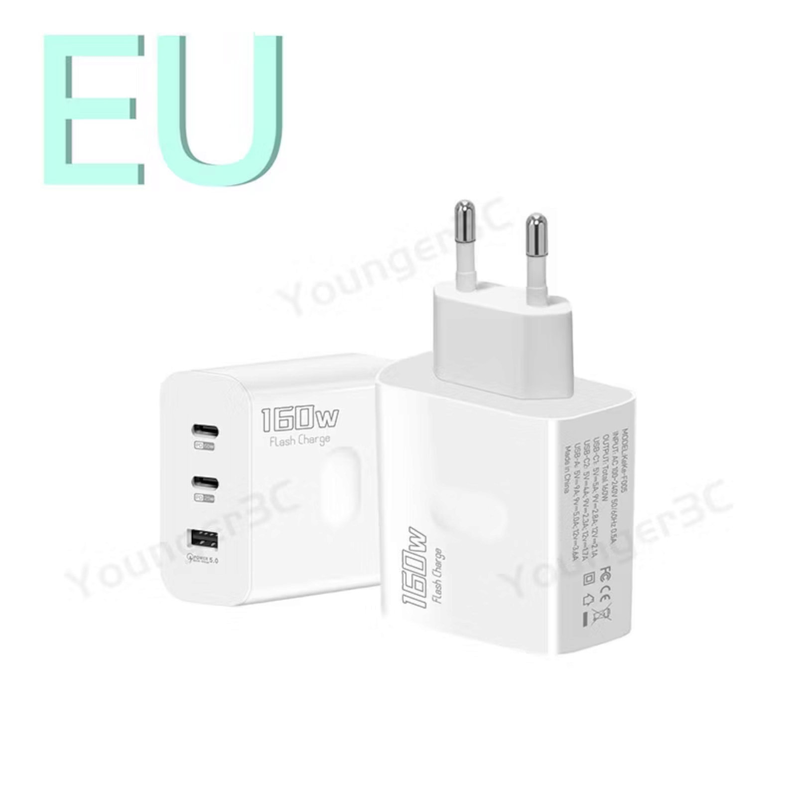 Củ sạc nhanh 160W với 2 cổng Type-C và 1 cổng USB