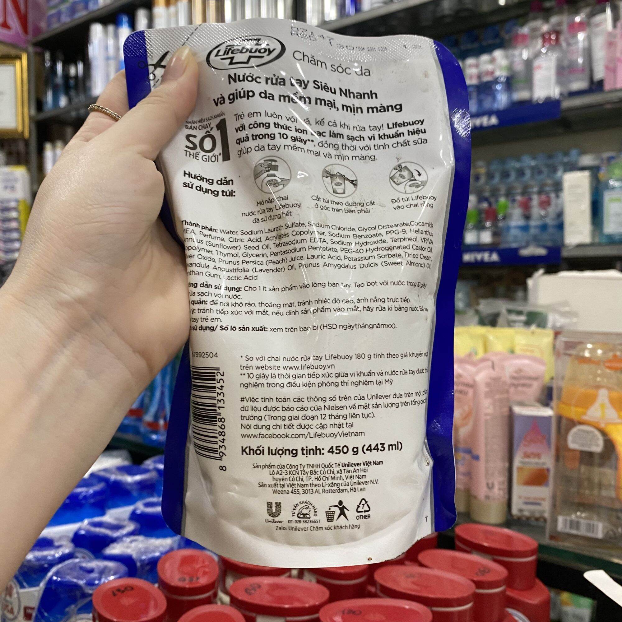 Nước rửa tay Lifebuoy chăm sóc da túi 400g