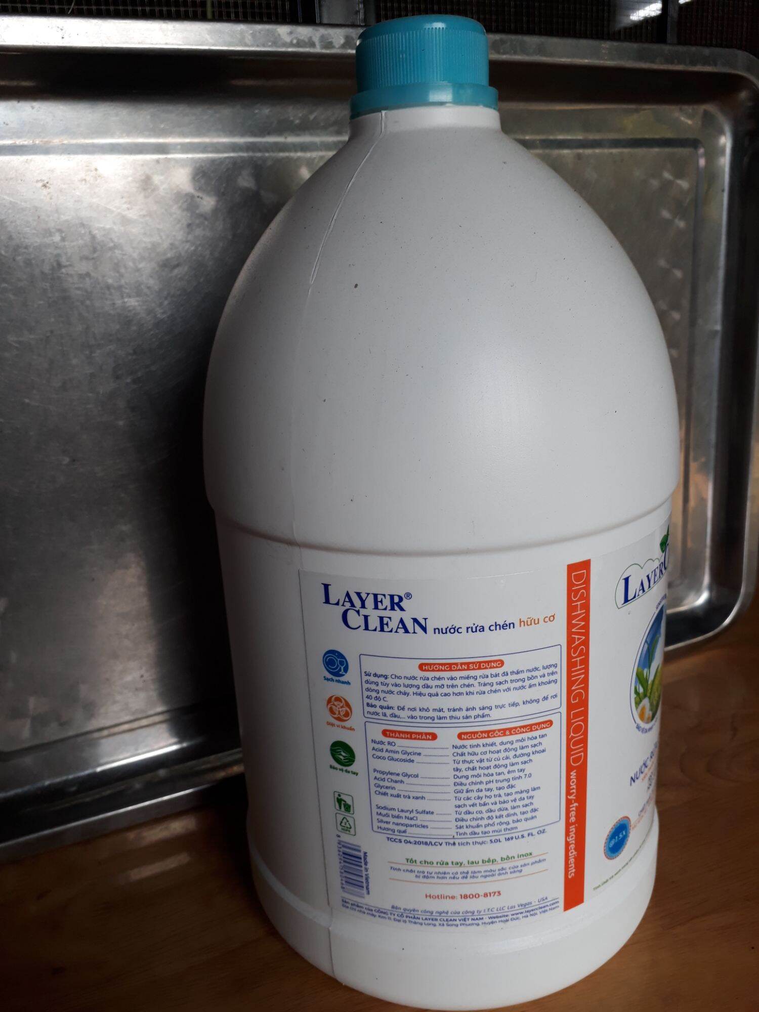 Nước rửa chén bát hữu cơ Layer Clean hương quế, can 5 lít