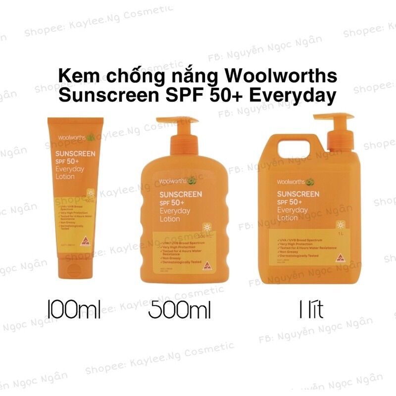 Kem chống nắng woolworths sunscreen spf 50+ everyday