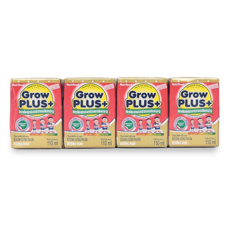 Sữa bột pha sẵn Nuti GrowPlus đỏ suy dinh dưỡng 180ml/110ml (lốc 4 hộp)