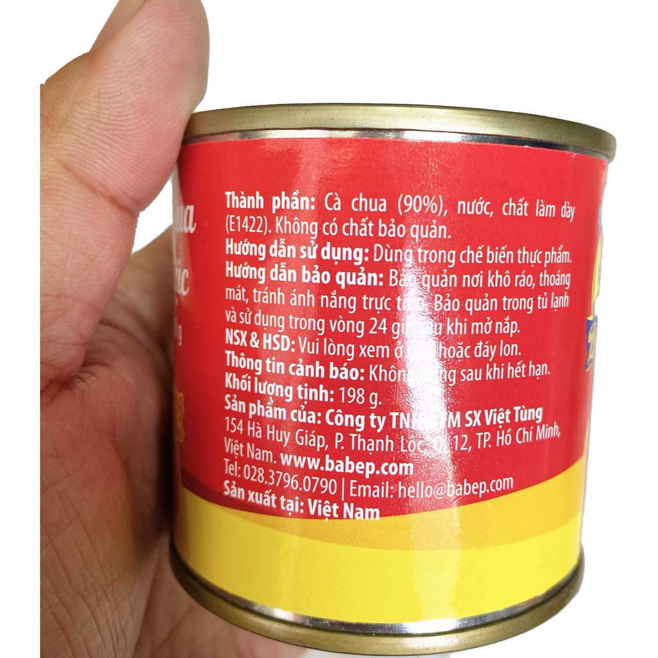 LON 198gr CÀ CHUA CÔ ĐẶC BÀ BẾP (DATE MỚI 12 THÁNG)