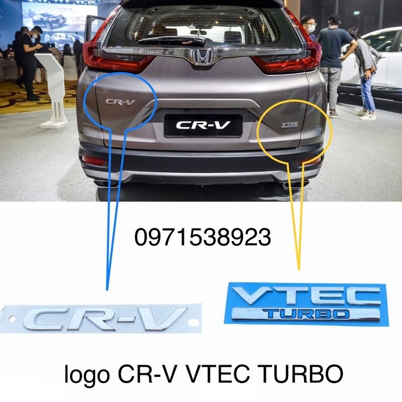 Logo chữ cr-v vtec turbo dán đuôi xe crv