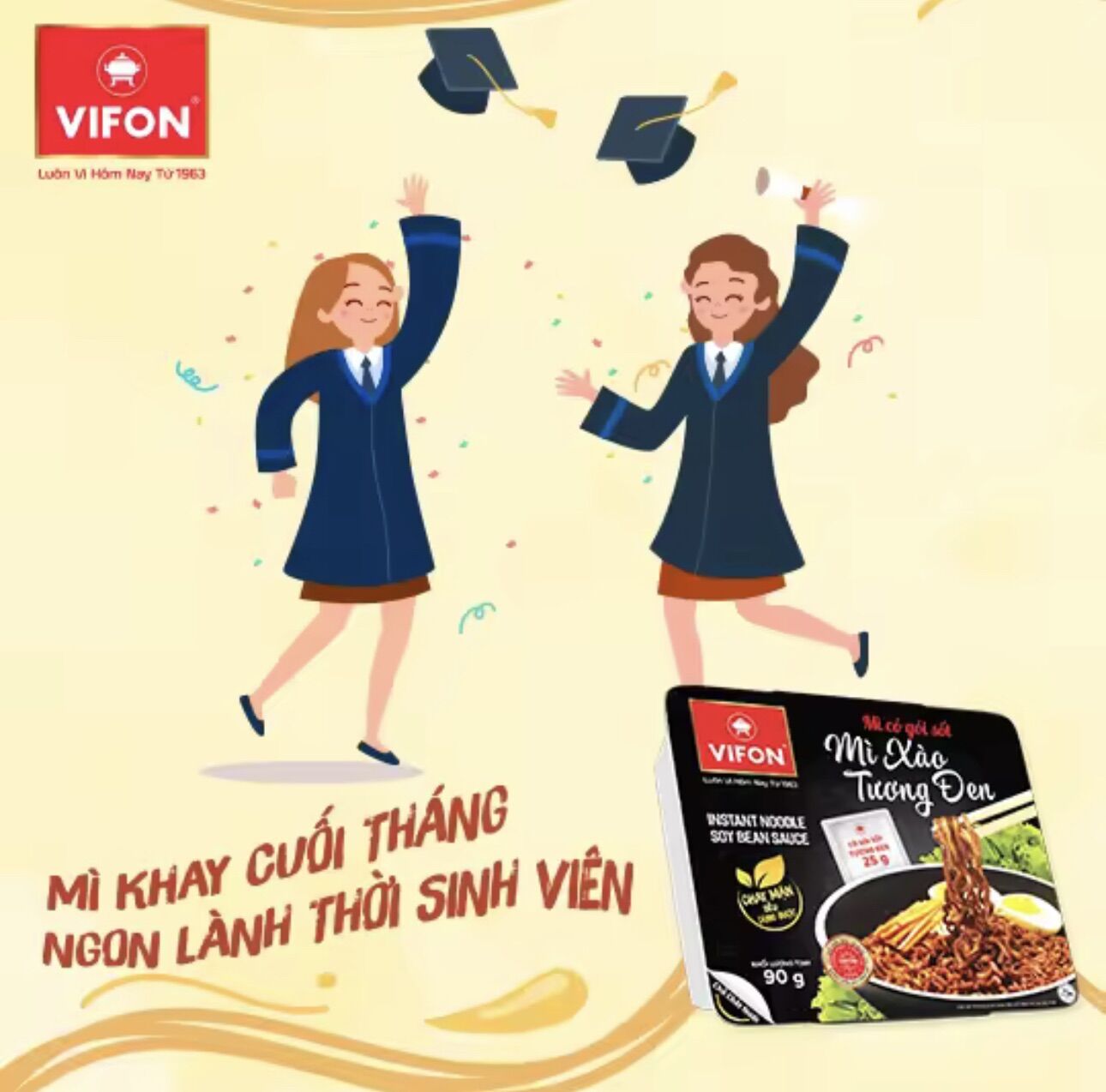 Thùng 18 Mì Xào Tương Đen VIFON (90g / Khay)