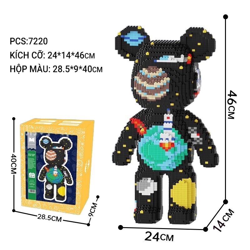 [HOÀN TIỀN  6%]Đồ chơi xếp hình lắp ráp 55CM mô hình nhân vật hoạt hình gấu bearbrick siêu to