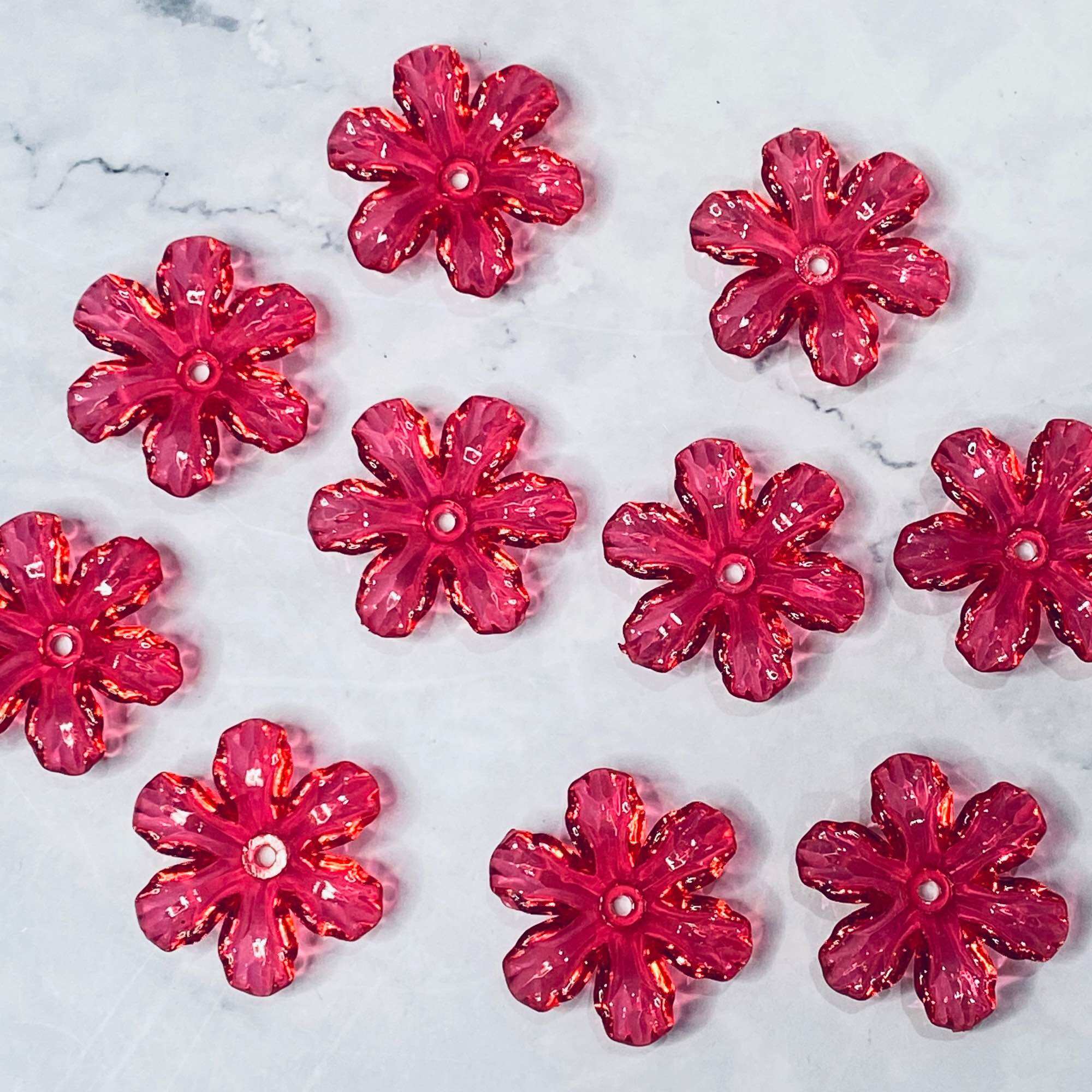 100G Hoa Đúc Pha Lê Nhựa 6 Cánh 30mm