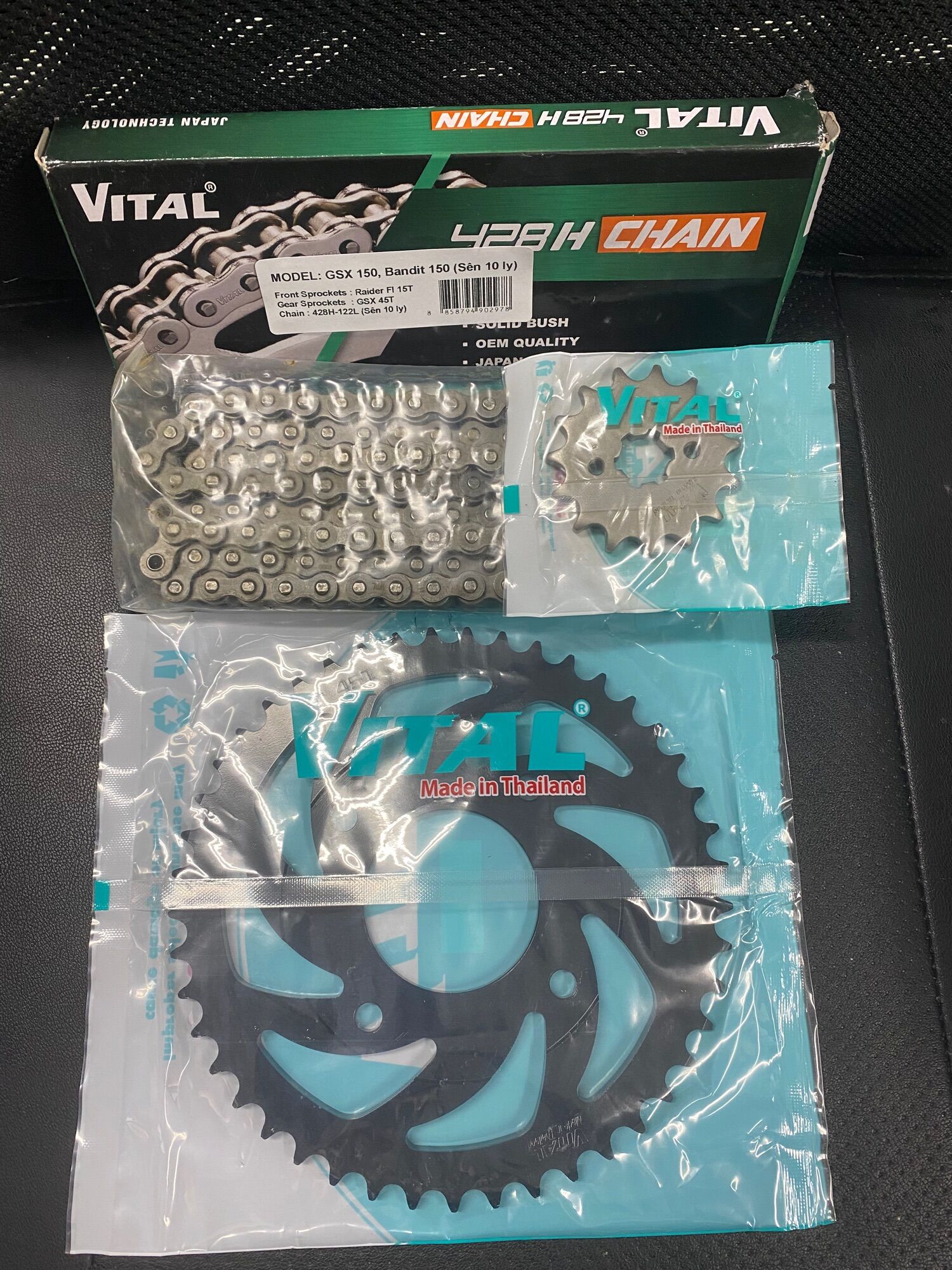 [HCM]Nhông sên dĩa 10ly cho xe GSX 150S / GSX 150R ( 428-122L 15T+45T )CHÍNH HÃNG VITAL