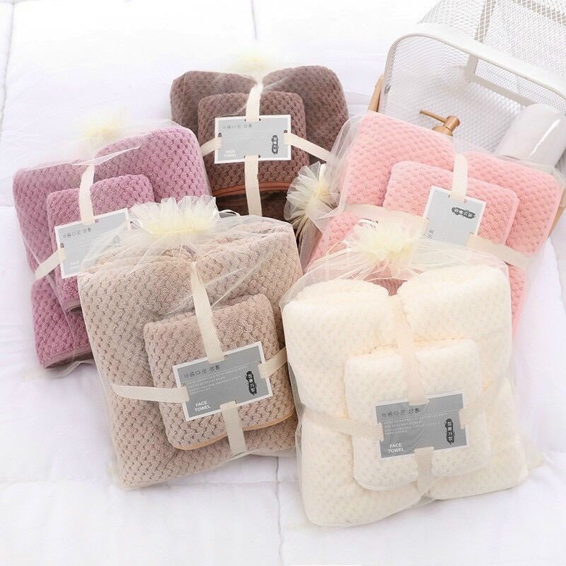 Set 2 Khăn Tắm Mềm Mịn , . Khăn Tắm To Khổ Lớn