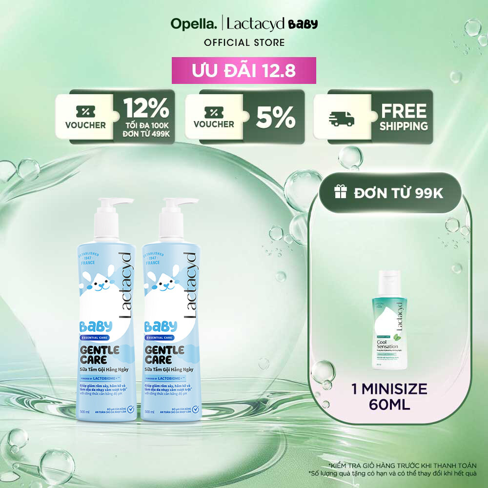Bộ 2 Sữa Tắm Gội Trẻ Em Lactacyd Baby Gentle Care Bảo Vệ Dịu Nhẹ Cho Làn Da Nhạy Cảm 500ml/chai