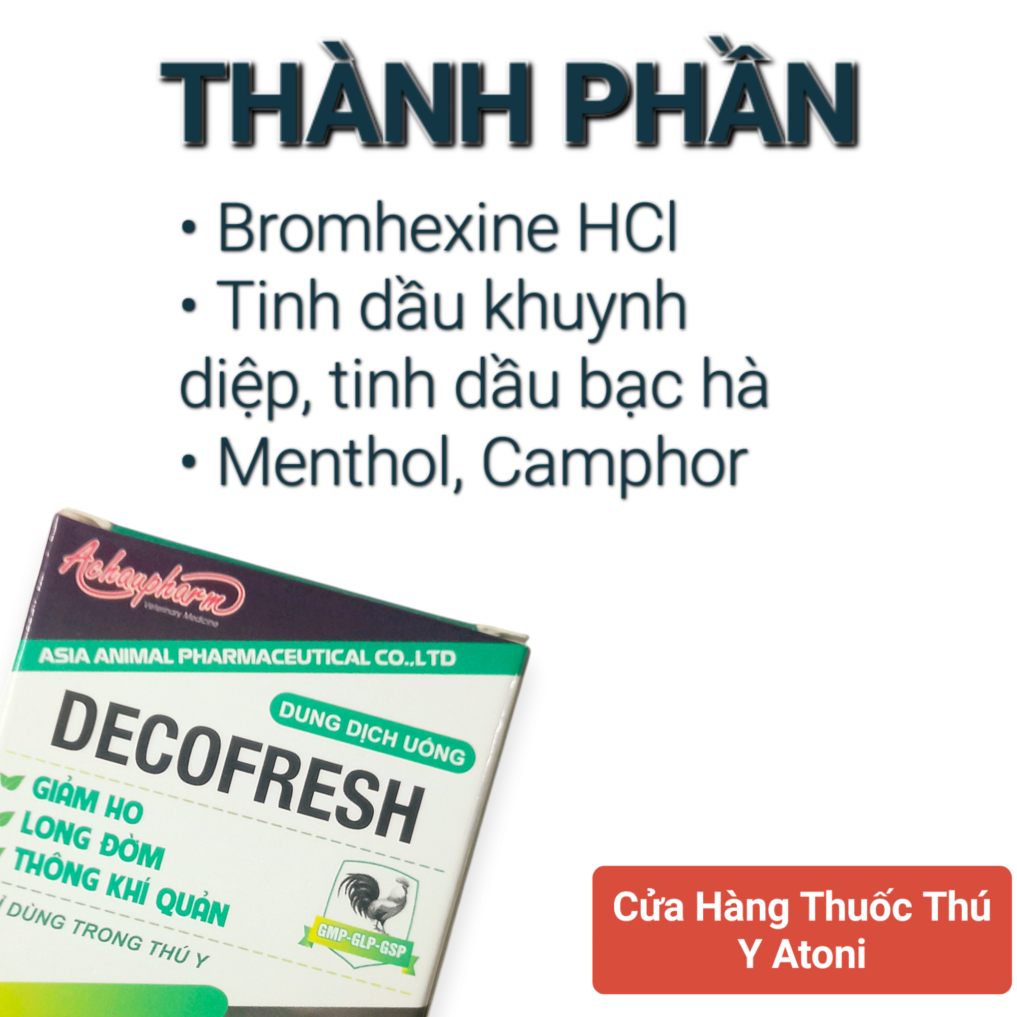[Có kèm ống nhỏ] DECOFRESH Lọ 10ml Dung Dịch Nhỏ Uống Cho Gà Đá, Chim Cảnh Giảm Ho, Long Đờm, Thông Khí Quản