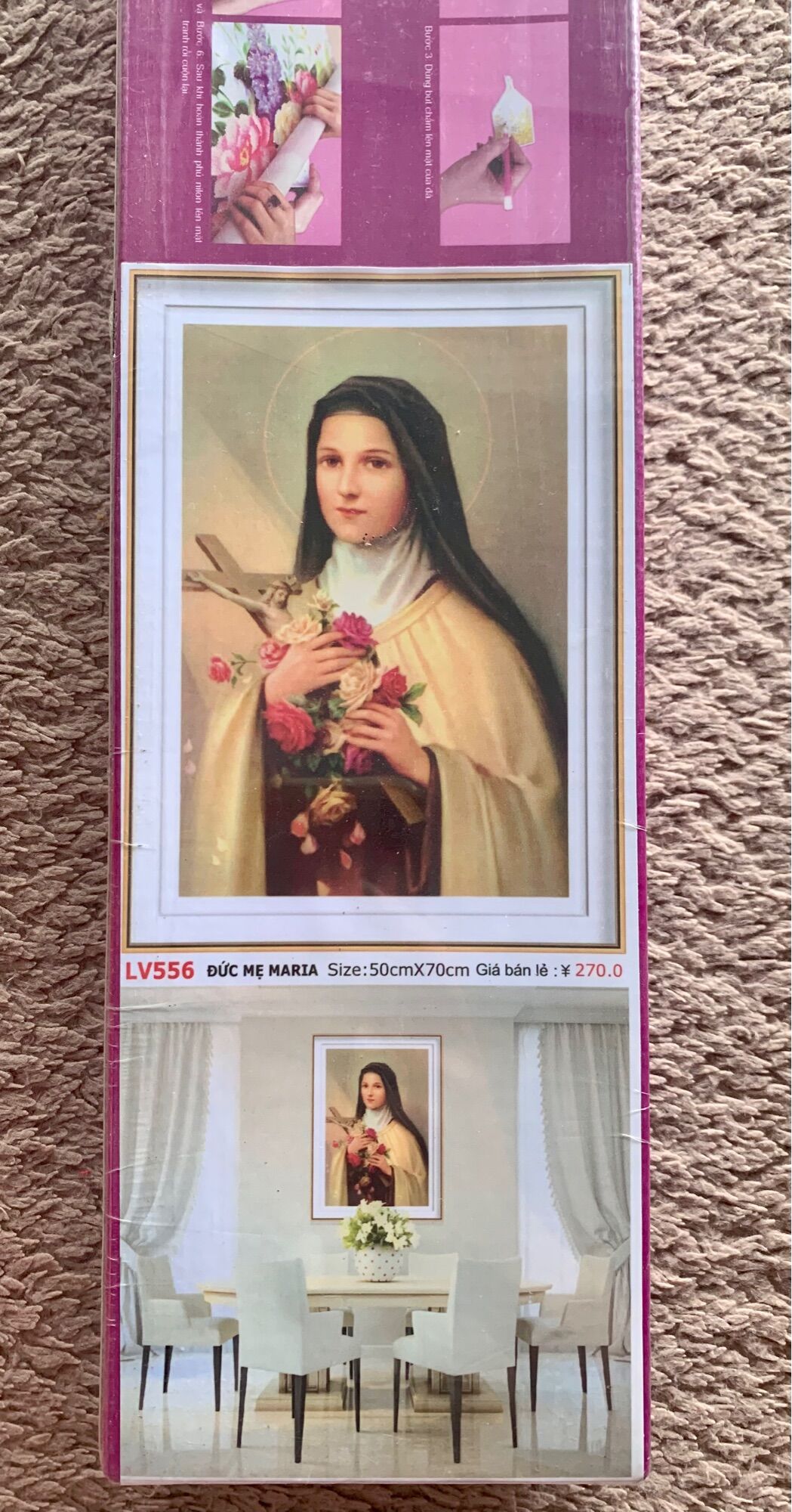 Tranh đính đá đức mẹ maria lv556 kt 50x70cm