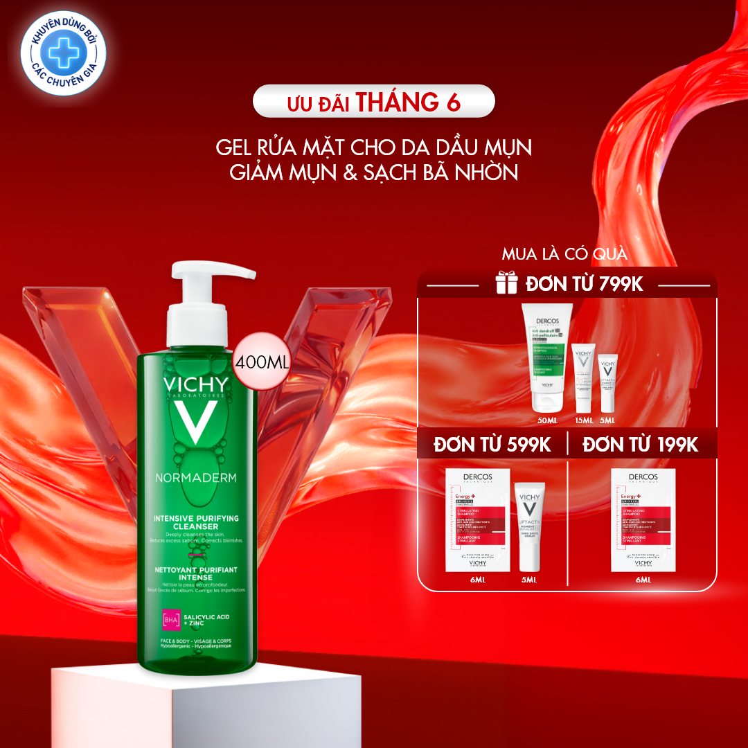 Sữa rửa mặt dạng gel làm sạch sâu giảm bã nhờn Vichy Normaderm Phytosolution