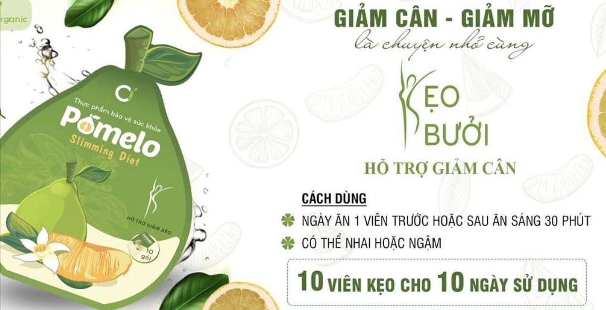 KẸO BƯỞI CI ORGANIC GIẢM CÂN TAN MỠ CHíNH HÃNG ( Gói 10 viên)