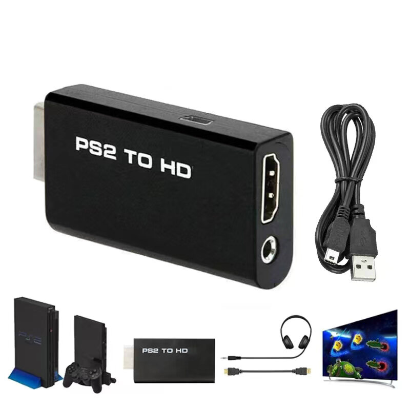 Bộ chuyển đổi tương thích HDMI sang Ps2 Bộ chuyển đổi âm thanh và video với cáp 3,5 mm cho PC Hỗ trợ 480i 480p 576i Chế độ hiển thị Đầu nối USB nam-nữ