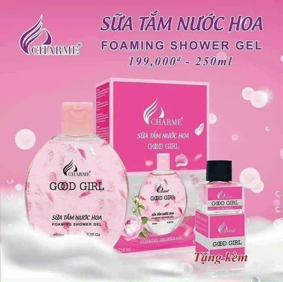 - Sữa tắm Charme Good girl hương nước hoa 250ml tặng kèm chai nước hoa mini