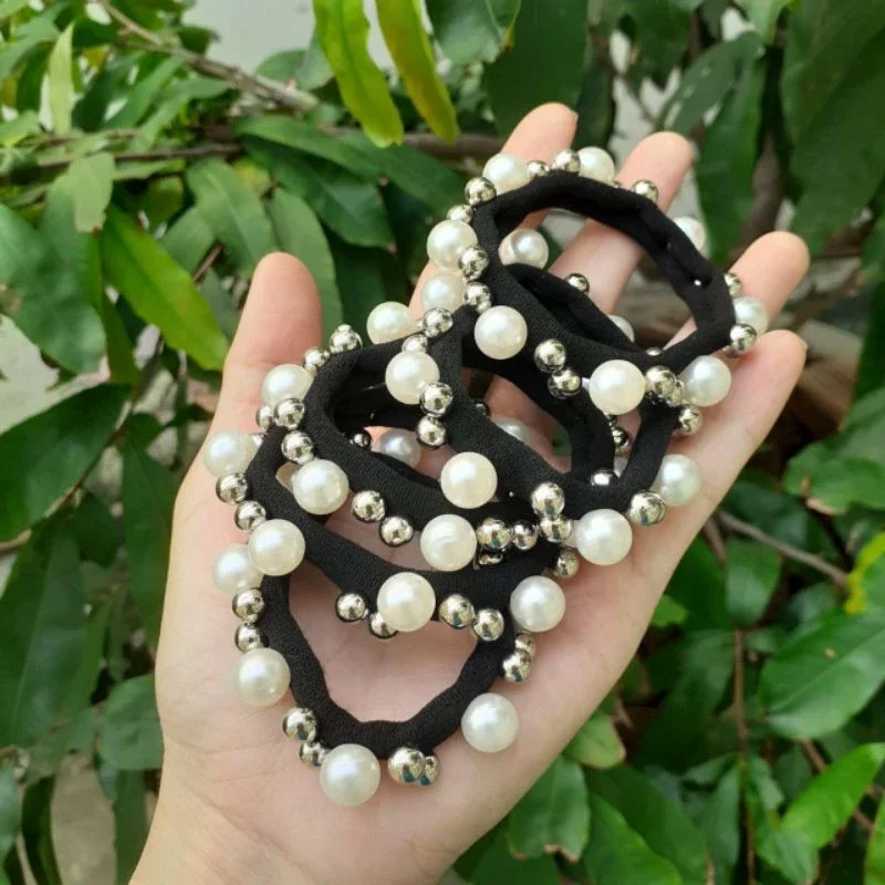 Dây cột tóc đính hạt dễ thương