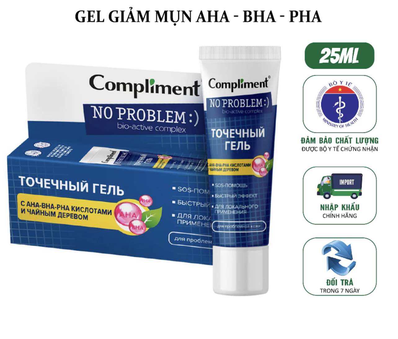 Gel bôi  mụn Compliment giúp giảm mụn gom cồi phục hồi da 25ml