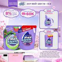 Combo Túi Nước Lau Sàn MaxKleen 3.6kg Ban Mai Thanh Mát + Túi Nước Giặt Xả MaxKleen 3.6kg/3.8kg (Hoa Nắng/Huyền Diêu/Vườn Sớm Mai/Thiên Nhiên)