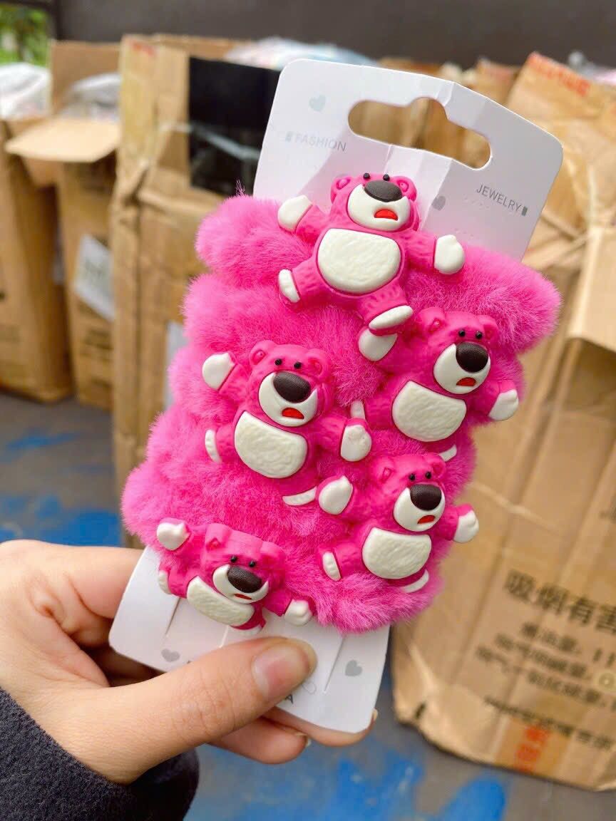 SET 5C CỘT TÓC SCRUNCHIES GẤU DÂU LOTSO