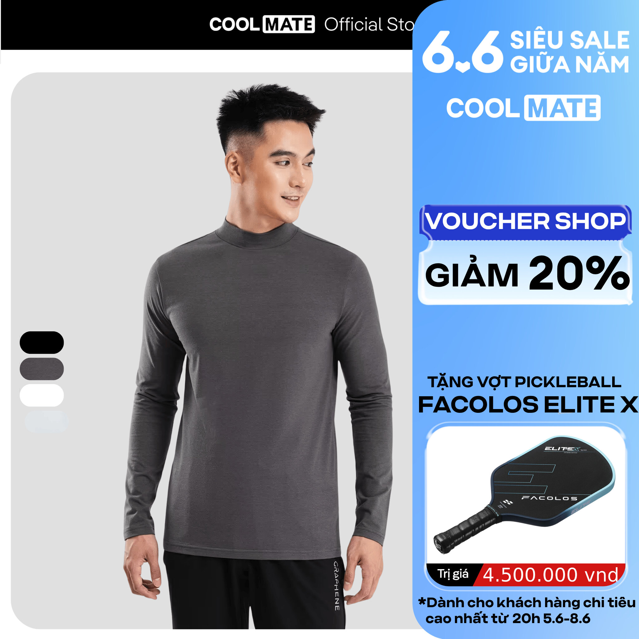 [GIÁ TỐT][OUTLET - KHÔNG ĐỔI TRẢ]Áo giữ nhiệt nam Modal Ultra Warm siêu ấm, thoáng khí - Coolmate