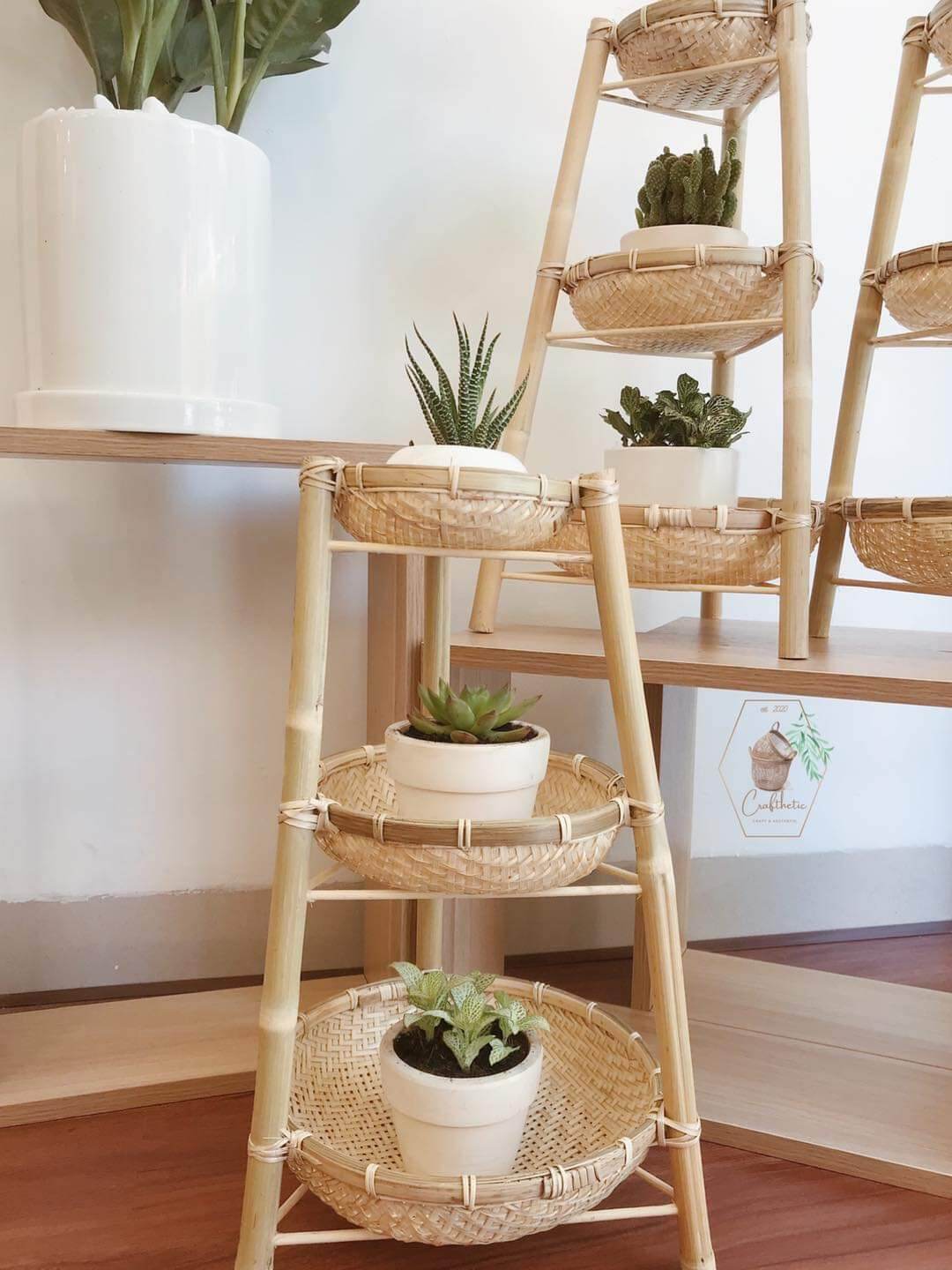Kệ mẹt rổ tre 3 tầng