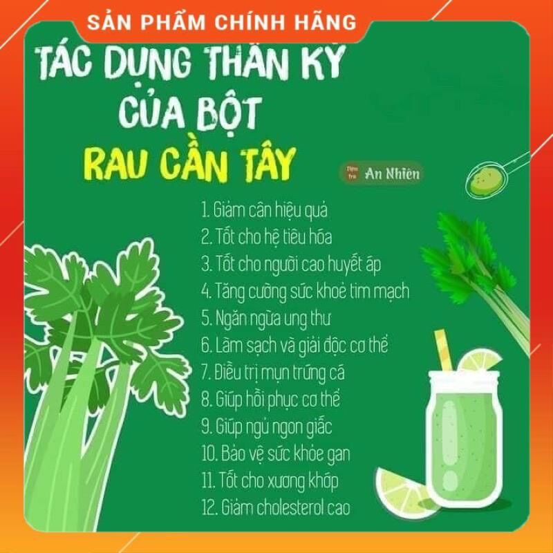 200 g Bột Cần Tây Sấy Lạnh Nguyên Chất (Detox Thanh Lọc Cơ Thể, Đẹp Da, Giữ Dáng)