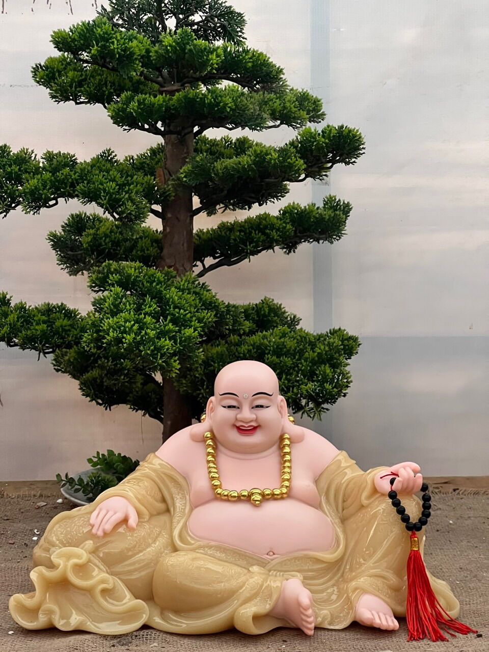 [HCM]Tượng Phật Hoa Tiên- Tượng Di Lặc ngồi bao tiền Đá cao cấp 21cm | Tượng Phật Hoa Tiên