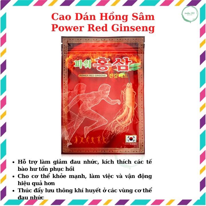 Cao dán hồng sâm power red ginseng - gói đỏ