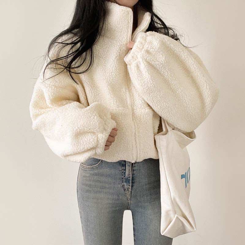 Áo khoác lông dáng rộng sweater hoddi
