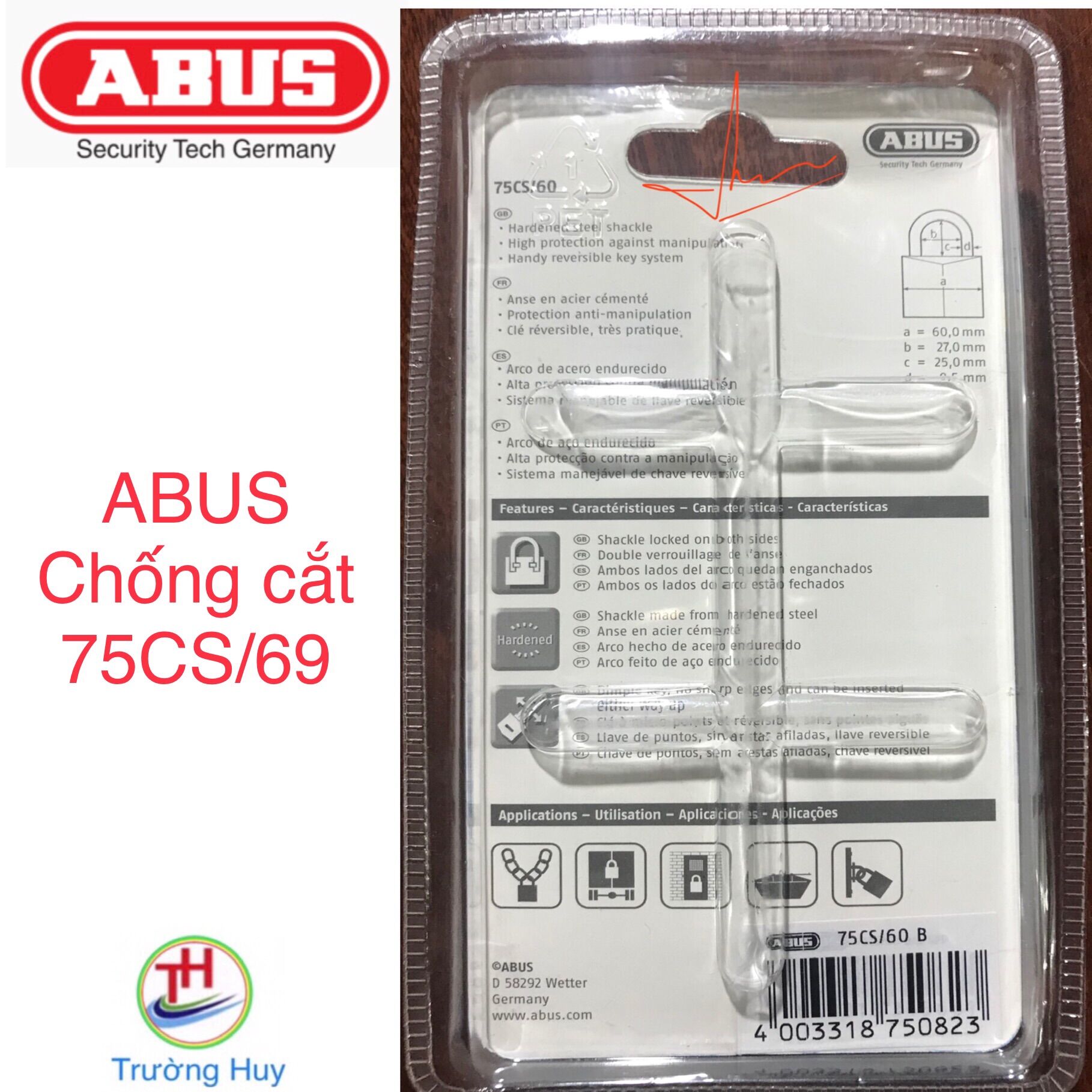 [chính hãng] Khoá chống cắt ABUS 75CS/69 - bảo hành 3 năm