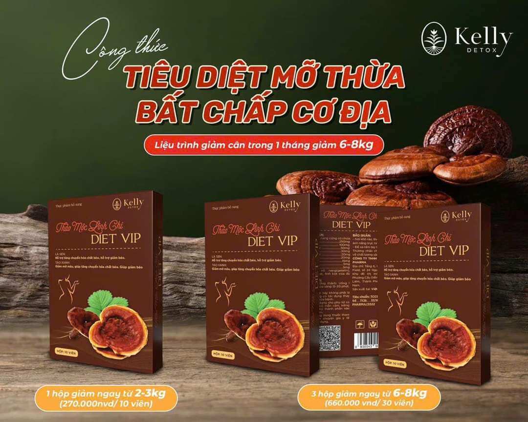 VIÊN GIẢM CÂN LINH CHI DIET VIP KELLY